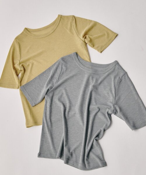 goocy(グーシー)の「シアーテレコレイヤードトップス(Tシャツ/カットソー・レディース・グレー/チャコールグレー/ホワイト/ブラック・FREE)」の4枚目の写真