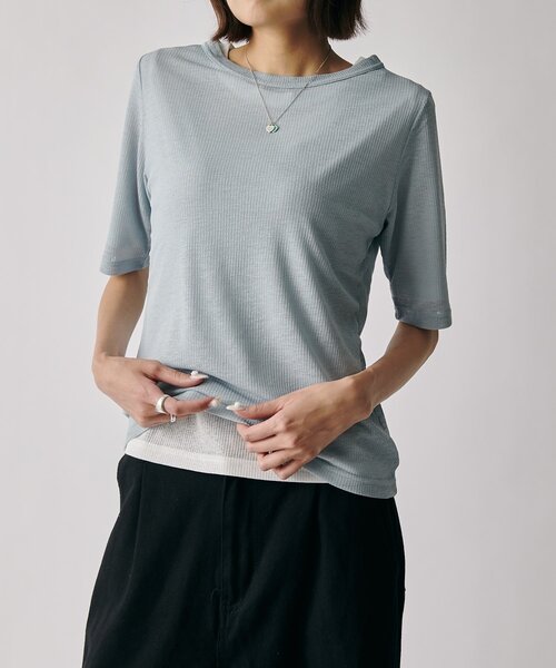 goocy(グーシー)の「シアーテレコレイヤードトップス(Tシャツ/カットソー・レディース・グレー/チャコールグレー/ホワイト/ブラック・FREE)」の5枚目の写真