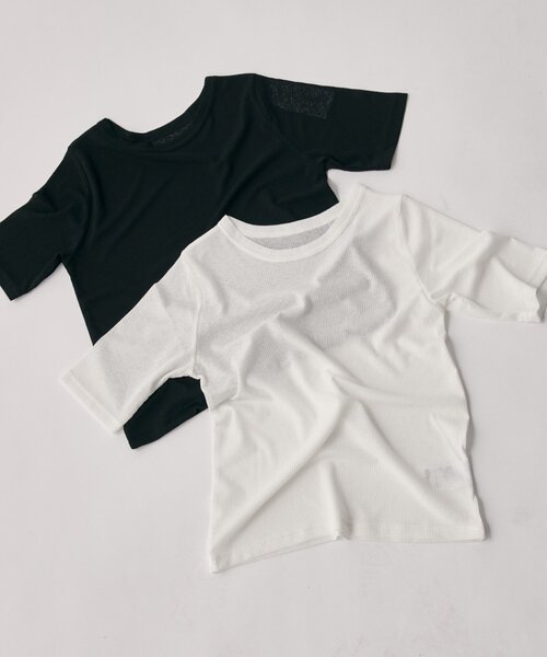 goocy(グーシー)の「シアーテレコレイヤードトップス(Tシャツ/カットソー・レディース・グレー/チャコールグレー/ホワイト/ブラック・FREE)」の15枚目の写真