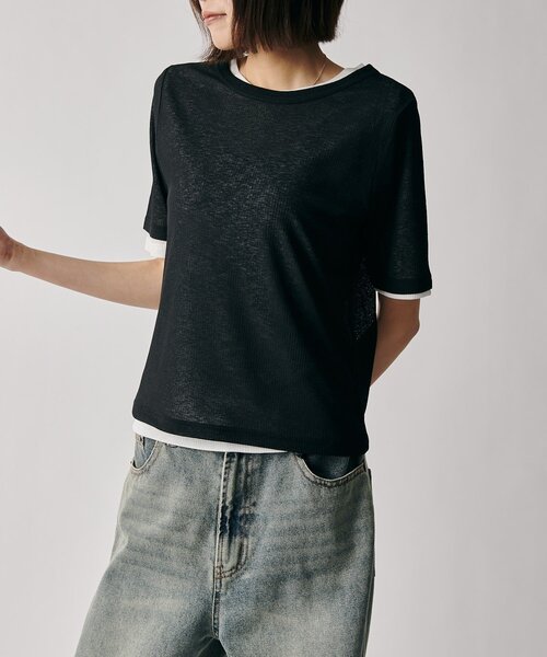 goocy(グーシー)の「シアーテレコレイヤードトップス(Tシャツ/カットソー・レディース・グレー/チャコールグレー/ホワイト/ブラック・FREE)」の18枚目の写真
