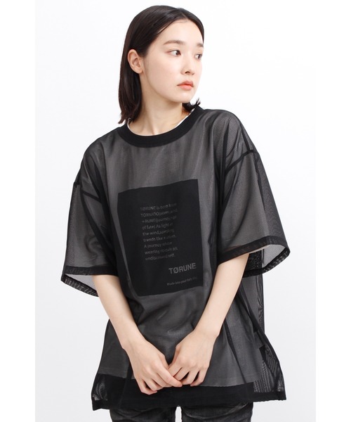 TORUNE(トルネ)の「TORUNE∴メッシュレーヤードTシャツ(Tシャツ/カットソー・レディース・ホワイト/ブラック・M/L)」の1枚目の写真