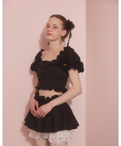 lilLilly（リルリリー）の「パフスリーブリボントップス（Tシャツ/カットソー・レディース・ホワイト/ベージュ/ブラック・FREE）」の8枚目の写真