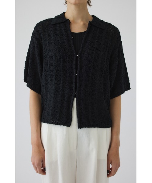 RIM.ARK(リムアーク)の「Summer knit shirt(サマー ニット シャツ)(ニット/セーター・レディース・ブラック/グレー/ライトグリーン・FREE)」の4枚目の写真