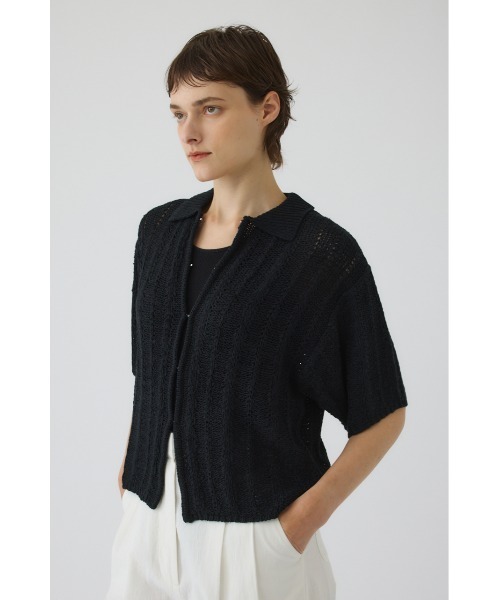 RIM.ARK(リムアーク)の「Summer knit shirt(サマー ニット シャツ)(ニット/セーター・レディース・ブラック/グレー/ライトグリーン・FREE)」の5枚目の写真