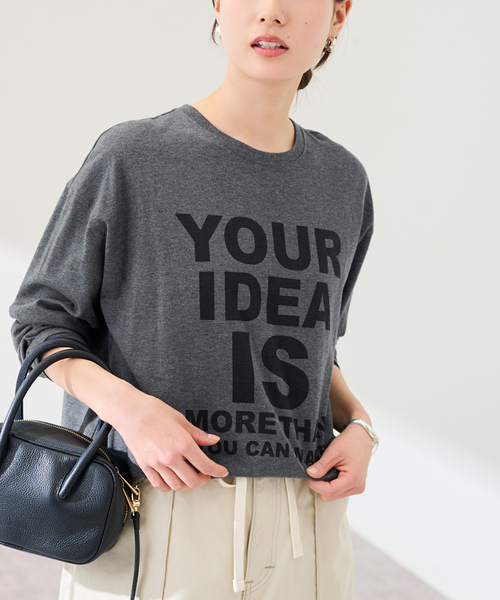 FRAMeWORK(フレームワーク)の「≪WEB限定 / 追加≫ロゴロンTee(Tシャツ/カットソー・レディース・チャコールグレー/ホワイト・FREE)」の7枚目の写真