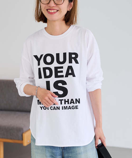 FRAMeWORK(フレームワーク)の「≪WEB限定 / 追加≫ロゴロンTee(Tシャツ/カットソー・レディース・チャコールグレー/ホワイト・FREE)」の14枚目の写真