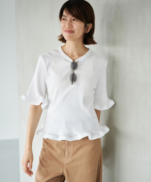 IENA（イエナ）の「オーガニックコットン WAVE Tシャツ（Tシャツ/カットソー・レディース・ブルー系その他/ブラック/ホワイト・FREE）」の17枚目の写真
