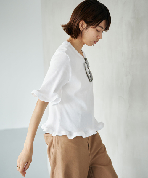 IENA（イエナ）の「オーガニックコットン WAVE Tシャツ（Tシャツ/カットソー・レディース・ブルー系その他/ブラック/ホワイト・FREE）」の18枚目の写真