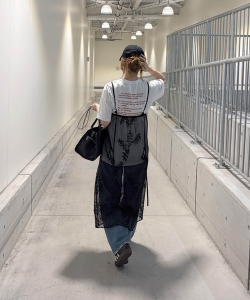 ISOOK(アイスー)の「刺繍レースキャミソールワンピース(chiica select) / シアー キャミワンピ レイヤードワンピ 重ね着(ワンピース・レディース・ブラック/ホワイト・FREE)」の14枚目の写真