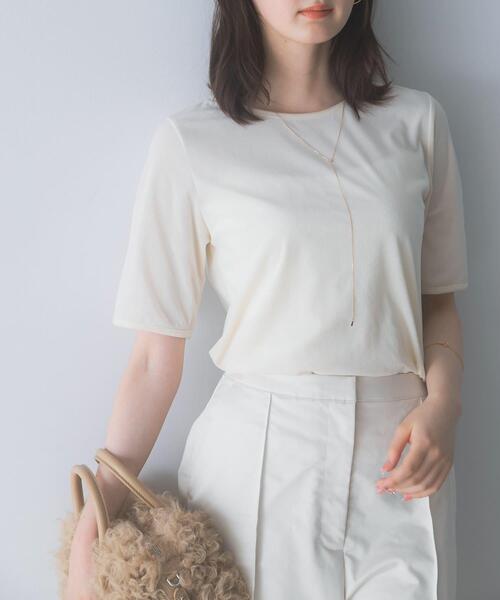 URBAN RESEARCH ROSSO WOMEN(アーバンリサーチ ロッソ)の「バックスリットシアーベロアカットソー(Tシャツ/カットソー・レディース・オフホワイト/ライトピンク/ブルー/イエロー・FREE)」の2枚目の写真