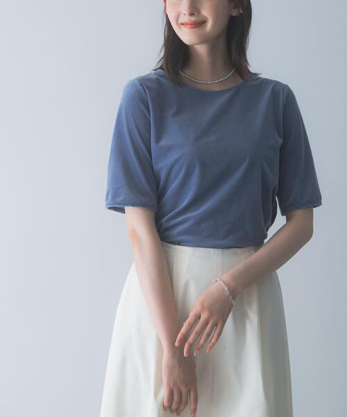 URBAN RESEARCH ROSSO WOMEN(アーバンリサーチ ロッソ)の「バックスリットシアーベロアカットソー(Tシャツ/カットソー・レディース・オフホワイト/ライトピンク/ブルー/イエロー・FREE)」の1枚目の写真