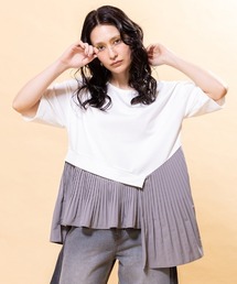 プリーツ切替Tシャツ