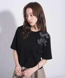 【一枚で着映え】3DブルームTシャツ｜夏服/ウォッシャブル/オケージョン/フラワーモチーフ/細見え/カットソー