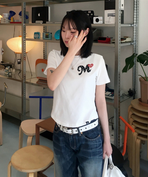 MASMARULEZ APPAREL（マスマルールズ アパレル）の「Dot Heart Crop T-Shirt_2 Colors（Tシャツ/カットソー・レディース・ブラック/ホワイト・FREE）」の3枚目の写真