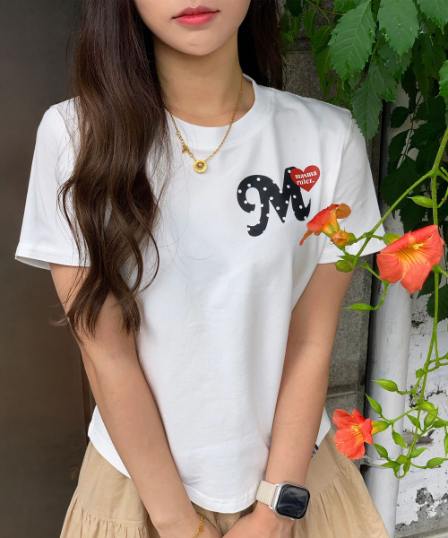 MASMARULEZ APPAREL（マスマルールズ アパレル）の「Dot Heart Crop T-Shirt_2 Colors（Tシャツ/カットソー・レディース・ブラック/ホワイト・FREE）」の7枚目の写真