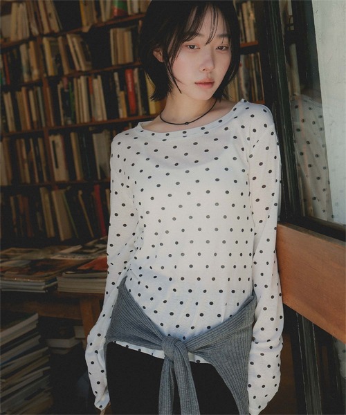 miette（ミエット）の「ベーシックロングフィンガートップス（Tシャツ/カットソー・レディース・オフホワイト/チャコール/ブラック・FREE）」の8枚目の写真