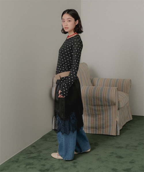 miette（ミエット）の「ベーシックロングフィンガートップス（Tシャツ/カットソー・レディース・オフホワイト/チャコール/ブラック・FREE）」の12枚目の写真