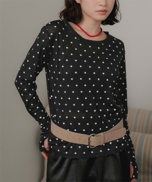 miette（ミエット）の「ベーシックロングフィンガートップス（Tシャツ/カットソー・レディース・オフホワイト/チャコール/ブラック・FREE）」の14枚目の写真