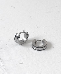 KISHOKACHI 希少価値 センターブラックラインフープピアス シルバー