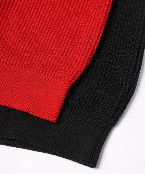 CULLNI(クルニ)の「Organic Cotton Waffle Minimal Henley Neck Knit Pullover(ニット/セーター・メンズ・レッド/ブラック/ブラウン系/ネイビー系・1/0/2)」の19枚目の写真
