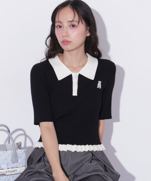 JILL by JILL STUART（ジルバイジルスチュアート）の「＜BEARシリーズ＞フリルポロニット（ニット/セーター・レディース・グレー/ブラック/レッド・FREE）」の18枚目の写真