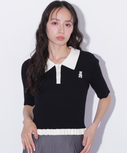 JILL by JILL STUART（ジルバイジルスチュアート）の「＜BEARシリーズ＞フリルポロニット（ニット/セーター・レディース・グレー/ブラック/レッド・FREE）」の20枚目の写真