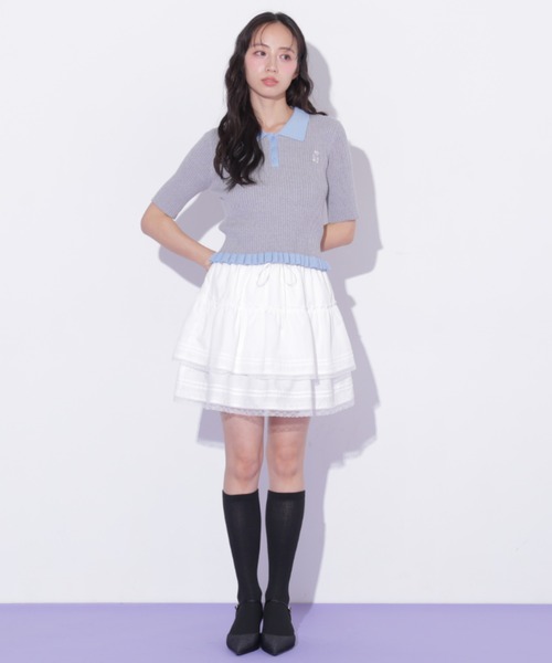 JILL by JILL STUART（ジルバイジルスチュアート）の「＜BEARシリーズ＞フリルポロニット（ニット/セーター・レディース・グレー/ブラック/レッド・FREE）」の12枚目の写真