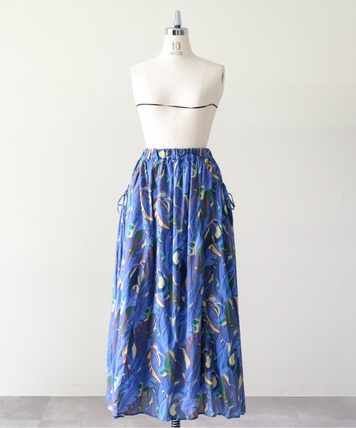 DOLLUPOOPS（ドールアップウップス）の「Botanical Bird Side-Tie Maxi Skirt(ボタニカルバードサイドリボンマキシスカート)（スカート・レディース・ブルー/イエロー・FREE）」の18枚目の写真