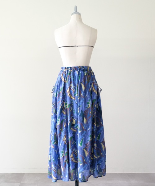 DOLLUPOOPS（ドールアップウップス）の「Botanical Bird Side-Tie Maxi Skirt(ボタニカルバードサイドリボンマキシスカート)（スカート・レディース・ブルー/イエロー・FREE）」の19枚目の写真