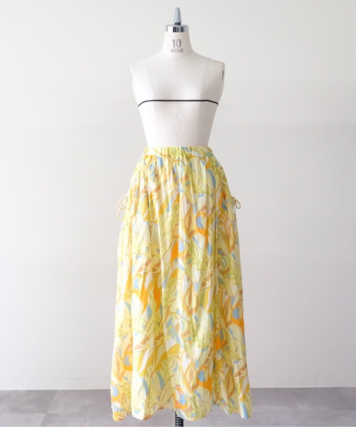 DOLLUPOOPS（ドールアップウップス）の「Botanical Bird Side-Tie Maxi Skirt(ボタニカルバードサイドリボンマキシスカート)（スカート・レディース・ブルー/イエロー・FREE）」の21枚目の写真