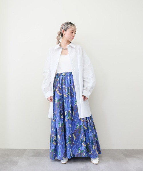 DOLLUPOOPS（ドールアップウップス）の「Botanical Bird Side-Tie Maxi Skirt(ボタニカルバードサイドリボンマキシスカート)（スカート・レディース・ブルー/イエロー・FREE）」の9枚目の写真