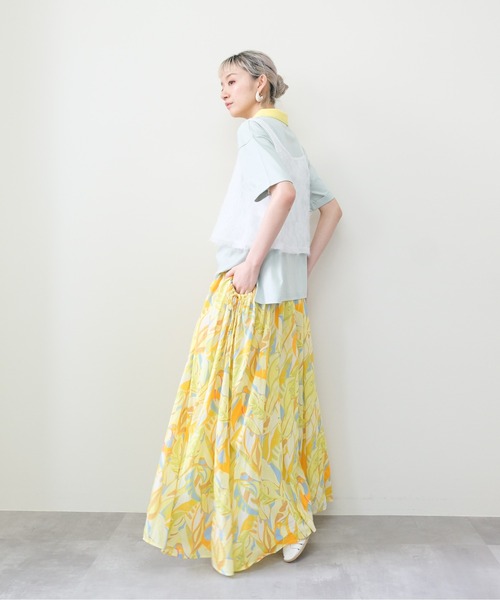 DOLLUPOOPS（ドールアップウップス）の「Botanical Bird Side-Tie Maxi Skirt(ボタニカルバードサイドリボンマキシスカート)（スカート・レディース・ブルー/イエロー・FREE）」の13枚目の写真