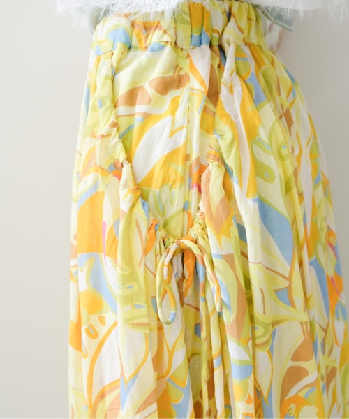 DOLLUPOOPS（ドールアップウップス）の「Botanical Bird Side-Tie Maxi Skirt(ボタニカルバードサイドリボンマキシスカート)（スカート・レディース・ブルー/イエロー・FREE）」の16枚目の写真