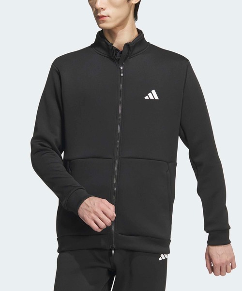 adidas(アディダス)の「ダンボールニット バックロゴ 付き フルジップジャケット【adidas Golf/アディダスゴルフ】(ブルゾン・メンズ・ブラック・SMALL/MEDIUM/LARGE/X-LARGE/XX-LARGE)」の1枚目の写真