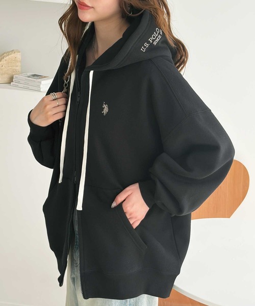 U.S. POLO ASSN.（ユーエスポロアッスン）の「GeeRA別注【U.S. POLO ASSN.】フード刺繍ビッグシルエットダブルジップパーカー（パーカー・レディース・ネイビー/杢グレー/ブラック/ブラウン・X-LARGE/LARGE/MEDIUM/SMALL）」の8枚目の写真