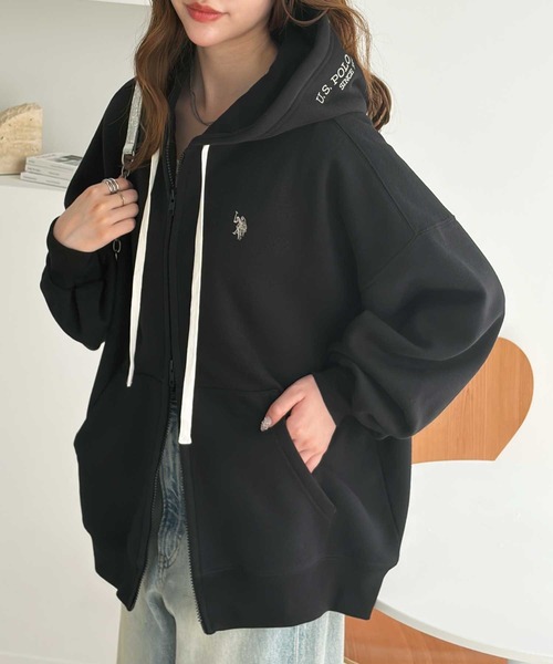 U.S. POLO ASSN.（ユーエスポロアッスン）の「GeeRA別注【U.S. POLO ASSN.】フード刺繍ビッグシルエットダブルジップパーカー（パーカー・レディース・ネイビー/杢グレー/ブラック/ブラウン・X-LARGE/LARGE/MEDIUM/SMALL）」の6枚目の写真
