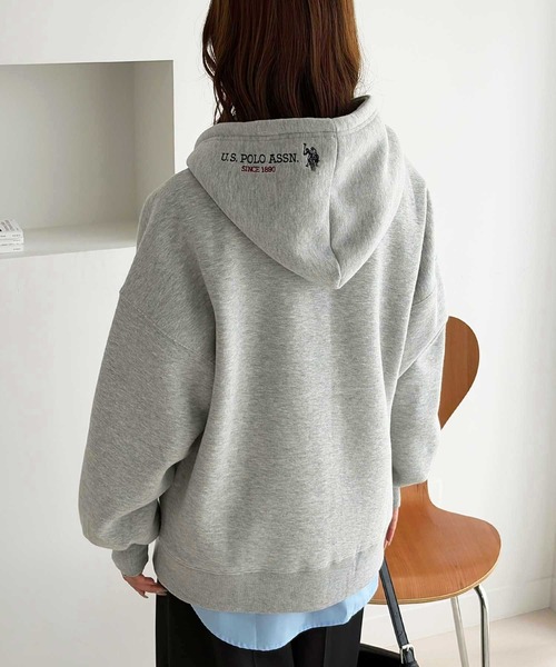 U.S. POLO ASSN.（ユーエスポロアッスン）の「GeeRA別注【U.S. POLO ASSN.】フード刺繍ビッグシルエットダブルジップパーカー（パーカー・レディース・ネイビー/杢グレー/ブラック/ブラウン・X-LARGE/LARGE/MEDIUM/SMALL）」の17枚目の写真