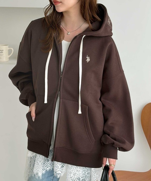 U.S. POLO ASSN.（ユーエスポロアッスン）の「GeeRA別注【U.S. POLO ASSN.】フード刺繍ビッグシルエットダブルジップパーカー（パーカー・レディース・ネイビー/杢グレー/ブラック/ブラウン・X-LARGE/LARGE/MEDIUM/SMALL）」の21枚目の写真