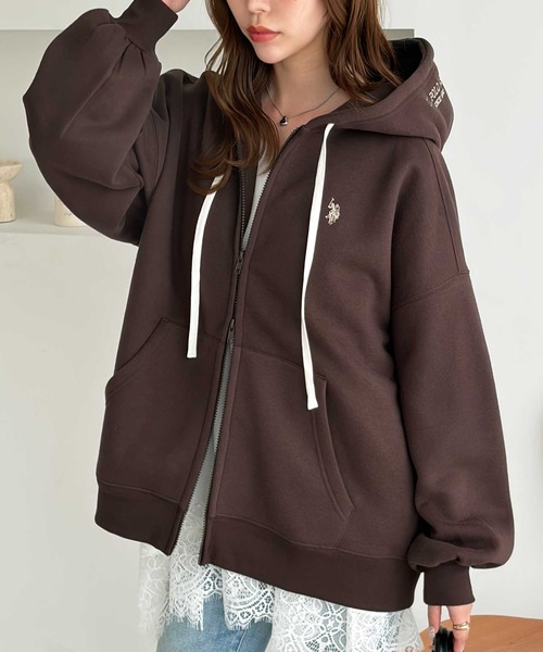 U.S. POLO ASSN.（ユーエスポロアッスン）の「GeeRA別注【U.S. POLO ASSN.】フード刺繍ビッグシルエットダブルジップパーカー（パーカー・レディース・ネイビー/杢グレー/ブラック/ブラウン・X-LARGE/LARGE/MEDIUM/SMALL）」の22枚目の写真