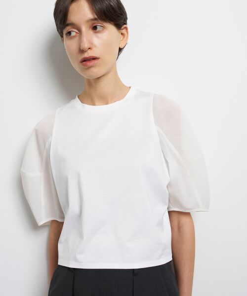 LANVIN en Bleu(ランバンオンブルー)の「クロップドコンビカットソー(Tシャツ/カットソー・レディース・カーキ・38)」の5枚目の写真