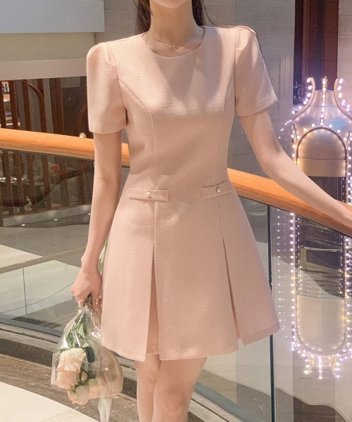 Aelina（エリナ）の「半袖ショートワンピース（ワンピース・レディース・ベージュ/ピンク・S/M）」の19枚目の写真
