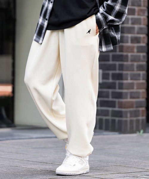 KANGOL（カンゴール）の「新色追加 KANGOL カンゴール 別注コラボ ワンポイントロゴ刺繍裏起毛イージースウェットパンツ/セミワイドテーパードパンツ（スウェットパンツ・メンズ・ネイビー/ブラウン/アイボリー/杢グレー/ライトグレー/ブラック/チャコール/ワイン・M/L/XL）」の9枚目の写真