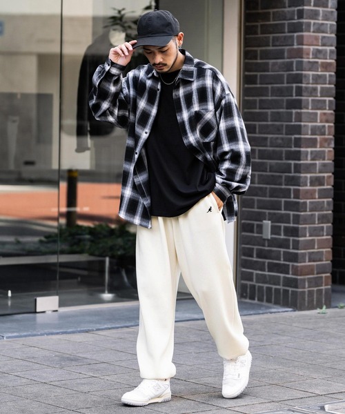 KANGOL（カンゴール）の「新色追加 KANGOL カンゴール 別注コラボ ワンポイントロゴ刺繍裏起毛イージースウェットパンツ/セミワイドテーパードパンツ（スウェットパンツ・メンズ・ネイビー/ブラウン/アイボリー/杢グレー/ライトグレー/ブラック/チャコール/ワイン・M/L/XL）」の12枚目の写真