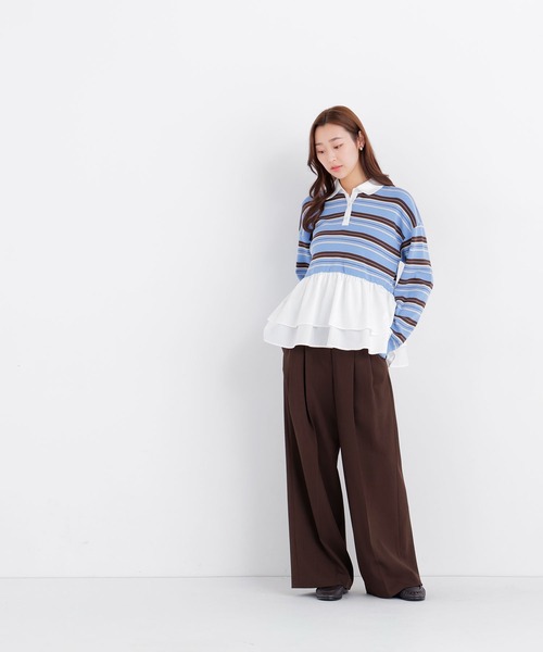 NATURAL BEAUTY BASIC(ナチュラルビューティーベーシック)の「マルチボーダーペプラムニット(ニット/セーター・レディース・ブラウン系その他/ブルー系その他2/グレー系その他・フリ-)」の12枚目の写真
