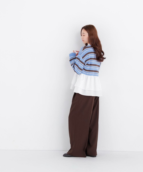 NATURAL BEAUTY BASIC(ナチュラルビューティーベーシック)の「マルチボーダーペプラムニット(ニット/セーター・レディース・ブラウン系その他/ブルー系その他2/グレー系その他・フリ-)」の14枚目の写真