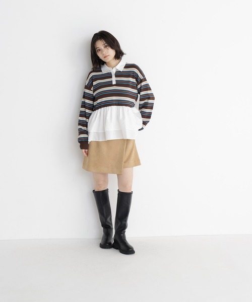 NATURAL BEAUTY BASIC(ナチュラルビューティーベーシック)の「マルチボーダーペプラムニット(ニット/セーター・レディース・ブラウン系その他/ブルー系その他2/グレー系その他・フリ-)」の17枚目の写真