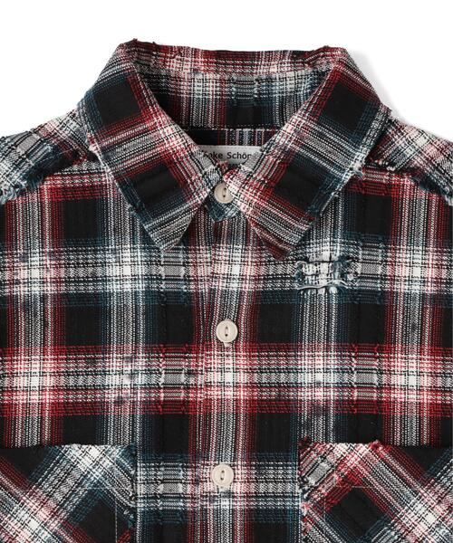 DANKE SCHON(ダンケシェーン)の「DankeSchon/ダンケシェーン/FLANNEL DAMAGE SHIRTS DOBBY(シャツ/ブラウス・レディース・ブラック系その他/ホワイト系2・L/M)」の6枚目の写真
