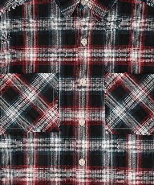 DANKE SCHON(ダンケシェーン)の「DankeSchon/ダンケシェーン/FLANNEL DAMAGE SHIRTS DOBBY(シャツ/ブラウス・レディース・ブラック系その他/ホワイト系2・L/M)」の7枚目の写真