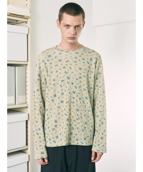 PHINGERIN（フィンガリン）の「FLOWER L/S WAFFLE THERMAL（Tシャツ/カットソー・メンズ・ベージュ/ブラック・L/M）」の4枚目の写真