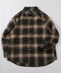 【71】【BEVERLY HILLS POLO CLUB/ビバリーヒルズポロクラブ】レギュラーカラー ネルチェックシャツ/ネルシャツ/ドロップショルダー/オンブレチェック/アメカジ/ユニセックス/レディース/メンズ